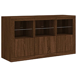 Maison Chic Commode Buffet - Meuble de rangement avec lumières LED chêne marron 123x37x67 cm -GKD30751 pas cher