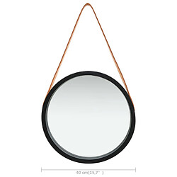 vidaXL Miroir mural avec sangle 40 cm Noir pas cher