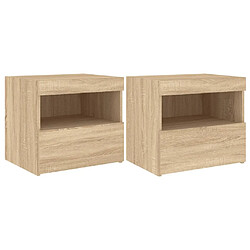 Maison Chic Lot de 2 Tables de chevet à lumières LED - Tables de Nuit chêne sonoma 50x40x45 cm