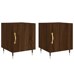 vidaXL Tables de chevet 2pcs chêne marron 40x40x50cm bois d'ingénierie