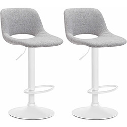 Non Lot de 2 tabourets de bar Camden tissu blanc pas cher