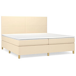 vidaXL Sommier à lattes de lit avec matelas Crème 200x200 cm Tissu