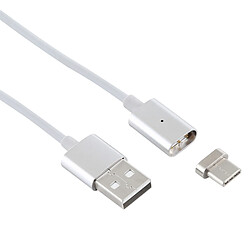 Wewoo Cable Câble de données tressé pour adsorption magnétique en métal, 2A, charge USB vers USB-C / Type-C, longueur: 1 m (Argent)