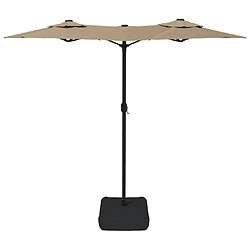 Acheter vidaXL Parasol de jardin à double tête avec LED taupe 316x240 cm