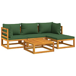 Avis Maison Chic Salon de jardin 5 pcs + coussins - Mobilier/Meubles de jardin - Table et chaises d'extérieur vert bois massif -MN12118