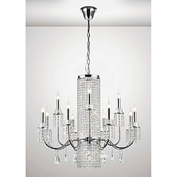 Luminaire Center Suspension Emily 8+4 Ampoules chrome poli/cristal