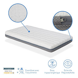 Dormalit Matelas bébé KALA 57X117 – Epaisseur 11 cm – Déhoussable – Mousse à mémoire double face et noyau perforée