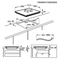 Table de cuisson à induction 59cm 3 feux 7350w noir - eif61342 - ELECTROLUX