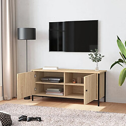 Avis Maison Chic Meuble TV scandinave - Banc TV pour salon avec portes chêne sonoma 102x35x45 cm bois ingénierie -MN43182