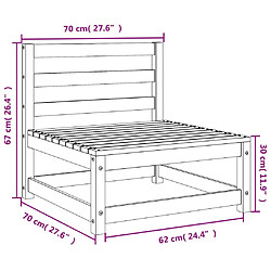 vidaXL Canapé de jardin sans accoudoirs 70x70x67 cm bois de pin massif pas cher