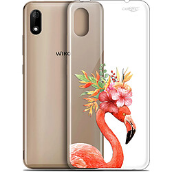 Caseink Coque arrière Wiko Y70 (5.99 ) Gel HD [ Nouvelle Collection - Souple - Antichoc - Imprimé en France] Flamant Rose Fleuri