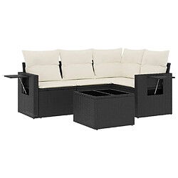 vidaXL Salon de jardin 5 pcs avec coussins noir résine tressée