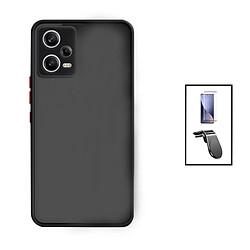 PHONECARE Kit Coque Anti Choque Caméra Protection + Film 5D Full Cover + Support Magnétique L Safe Driving Voiture pour Xiaomi Redmi Note 12 Pro - Noir