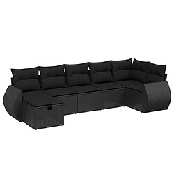 vidaXL Salon de jardin 7 pcs avec coussins noir résine tressée