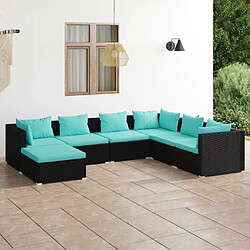 Maison Chic Salon de jardin 7 pcs + coussins - Mobilier/Meubles de jardin - Table et chaises d'extérieur Résine tressée Noir -MN90264