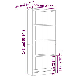 vidaXL Bibliothèque 4 niveaux Chêne fumé 60x24x142cm Bois d'ingénierie pas cher