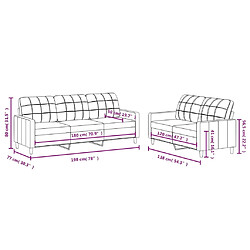 vidaXL Ensemble de canapés 2 pcs avec coussins Gris clair Tissu pas cher