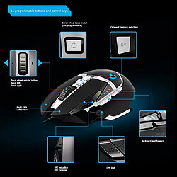 Acheter Universal RGB Optical Hero Captor Mouse 16 000 ppp Réglable 11 boutons programmables USB Cable Machine Game Mouse | Mouse