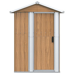 Helloshop26 Abri de jardin cabane cabanon maison de stockage remise extérieur hangar outils robuste 126 x 97,5 x 177 cm acier galvanisé marron 02_0022267