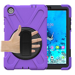 Coque en TPU + Silicone avec béquille pivotante à 360° et fente pour stylo violet pour votre Lenovo Tab M8 8 TB-8505F/8505X 2019