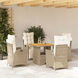 vidaXL Ensemble à manger de jardin avec coussins 5pcs Beige poly rotin