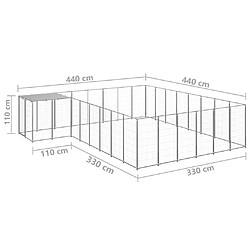 Helloshop26 Chenil extérieur cage enclos parc animaux chien argenté 15,73 m² acier 02_0000242