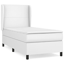 vidaXL Sommier à lattes de lit avec matelas Blanc 90x200 cm Similicuir