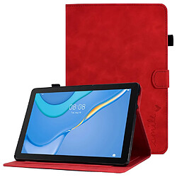 Etui en PU avec support, porte-cartes et porte-stylo pour votre Huawei MediaPad T3 10 - rouge