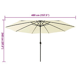 vidaXL Parasol de jardin avec lumières LED et mât en métal 400cm sable pas cher