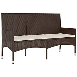 Maison Chic Banc de jardin à 3 places | Banquette de jardin | Chaise Relax avec coussins Marron Résine tressée -MN67887