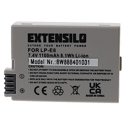 Vhbw EXTENSILO Batterie compatible avec Canon EOS Rebel T2i, Kiss X6i, Rebel T3i, Rebel T4i appareil photo, reflex numérique (1100mAh, 7,4V, Li-ion)