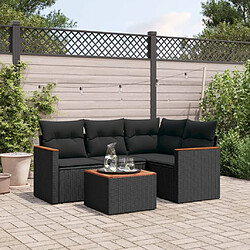 Maison Chic Salon de jardin 5 pcs avec coussins | Ensemble de Table et chaises | Mobilier d'Extérieur noir résine tressée -GKD96523