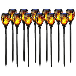 Lot 12 Torche Etanche Lampe LED avec Lumière recharge Solaire effet Flammes IP65 5W pour décoration de l'extérieur - Visiodirect -