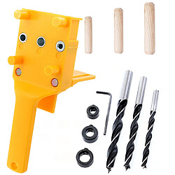 Jeu de goujons de travail du bois professionnel guide de forage de trou de bois outils de bricolage 11PC - Jaune