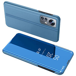 Htdmobiles Housse pour Xiaomi 12 Lite 5G - etui portefeuille miroir clear view + film ecran - BLEU