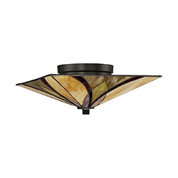 Elstead Lighting Plafonnier Ventilateur Asheville Verre,Métal Bronze