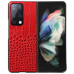 Coque en TPU + cuir véritable texture croco rouge pour votre Huawei Mate X2