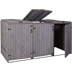 Decoshop26 Abri de poubelles extérieur conteneurs à ordures jusqu'à 6 bacs 126x237,5x98 cm en bois certifié FSC gris anthracite 04_0005616