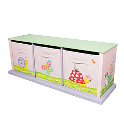 Fantasy Fields Etagère enfant Magic Garden bois avec 3 paniers bacs de rangement tissu TD-0132A