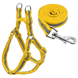 Wewoo Laisse pour chien Ensemble de en nylon réfléchissant de de taille moyennetaille M jaune