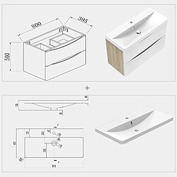 Acheter Aica Sanitaire Ensemble meuble bois clair et vasque 60cm meubles de salle de bain meuble sur pieds 24 tiroirs