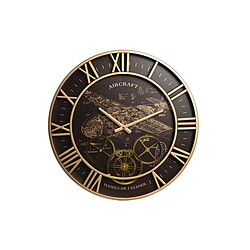 Horloge Murale DKD Home Decor Avion Verre Doré Fer Brun foncé (52 x 5 x 52 cm) 