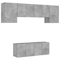 vidaXL Unités murales TV 6 pcs gris béton bois d'ingénierie