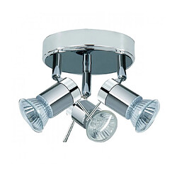 Searchlight Plafonnier Spot Aries Métal Argent satiné,chrome 3 ampoules 13cm Matériau : MétalColoris : Argent satiné,chromeNombre d'ampoules : 3Type d'ampoule : GU10Puissance Max en Watts (W) : 4IP44Hauteur en Cm : 13Diamètre en Cm : 18Luminosit