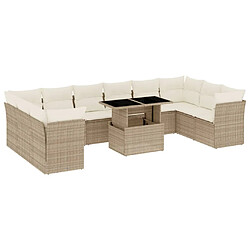 vidaXL Salon de jardin 11 pcs avec coussins beige résine tressée