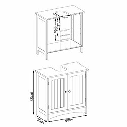 VASAGLE Meuble sous lavabo Armoire de Rangement Meuble de Salle de Bain 2 Portes battantes 2 casiers 1 séparateur Amovible Anti-humidité 60 x 30 x 60 cm Blanc BBC01WT pas cher