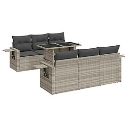 vidaXL Salon de jardin avec coussins 7 pcs gris clair résine tressée