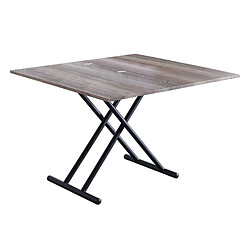 Pegane Table basse relevable rectangulaire extensible coloris noyer / pieds noir -Longueur 100 x largeur 50-100 cm