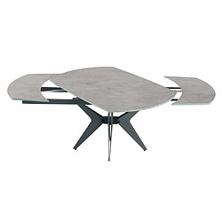 Inside 75 Table de repas extensible BOOMERANG 160/228 x 95 cm plateau céramique ciment pied acier noir