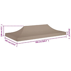 vidaXL Toit de tente de réception 6x3 m Taupe 270 g/m² pas cher